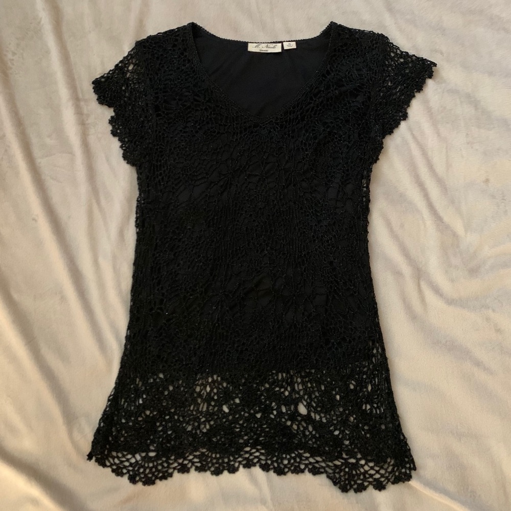 Black crocheted blouse